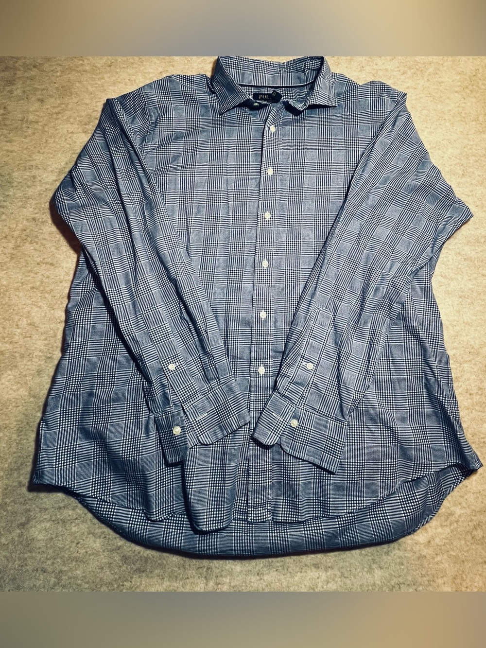 Polo by Ralph Lauren Navy and White Check Dress Shirt